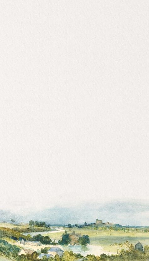 Watercolor landscape art mobile wallpaper. Remixed by rawpixel. | premium image by rawpixel.com / ton Art Mobile, Field Landscape, Landscape Sketch, Green Field, Background Drawing, Landscape Background, Poster Background, Scrapbook Printables, Green Watercolor