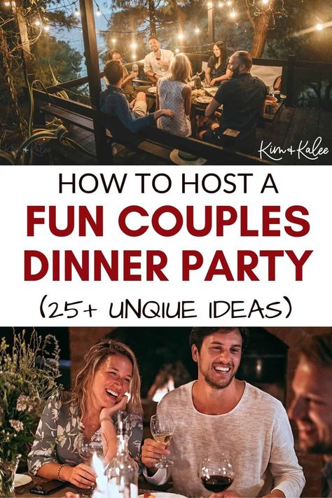 From fun themes to delicious recipes, here’s everything you need to host an amazing couple’s dinner party at home! Dinner To Cook With Friends, Husband Appreciation Dinner, Anniversary Dinner For Parents, Dinner Party Fun Ideas, Home Entertaining Ideas, Brunch For Dinner Party, Couples Dinner At Home, Hosting Valentines Dinner, Game Night Dinner Party