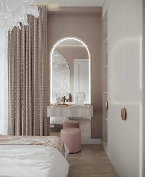 Bedroom And Vanity Layout, Small Area Dressing Table Ideas, Dicorcia Home Classic, Dresser Area Design, Dressing Area Mirror, Make Up Mirror Ideas Vanity Area, Vanity Area Design, Dressing Vanity Ideas, Small Women Bedroom Ideas