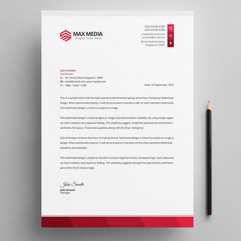 Letterhead Design Inspiration, Free Letterhead Templates, Company Letterhead Template, Professional Letterhead, Company Paper, Business Letter Template, Company Letterhead, Letterhead Business, Documents Design