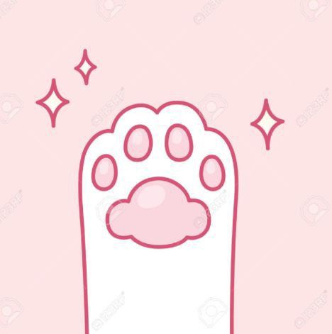 Pink Background Kawaii, Cat Paw Art, Cat Paw Drawing, Background Kawaii, Paw Illustration, Paw Drawing, Kitten Stickers, Magic Cat, White Kitten