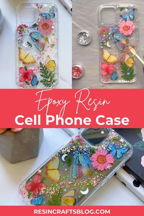 Diy Cellphone Case, Diy Clear Iphone Case, Diy Phone Case Design Ideas, Epoxy Resin Phone Case Diy, Epoxy Phone Case, How To Make Phone Cases, How To Make A Phone Case, Epoxy Projects Diy, Resin Phone Case Ideas