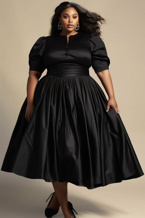 Xpluswear Design Plus Size Semi Formal Elegant Black Round Neck Puff Sleeve Short Sleeve Button Knitted Midi Dresses Black-2XL/18-20 PlusSizeSummerStyle #summervivibes #plussizefashionista #ootd #plussizequeen #plussize #summerfashion. https://whispers-in-the-wind.com/the-ultimate-plus-size-outfit-guide-summer-in-style/?401 Plus Size Birthday Dress, Formal Plus Size Dresses, Design Dress For Women, Plus Size Semi Formal, Summer Tips, Dresses Occasion, Plus Size Black Dresses, Shweshwe Dresses, Big Size Dress