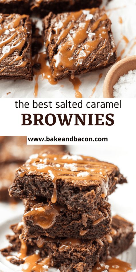 Salted Caramel Brownie Recipe, Caramel Brownies Recipe, Brownies Recipe Homemade, Salted Caramel Brownies, Caramel Desserts, Caramel Brownies, Thanksgiving Food Desserts, Best Brownies, Brownies Recipe