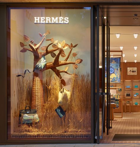 Hermès Window Displays Stuttgart AW19 on Behance Eyes Picture, Hermes Window, Autumn Window Display, Fashion Window Display, Hermes Store, Window Display Retail, Visual Merchandising Displays, Store Window Displays, Window Display Design