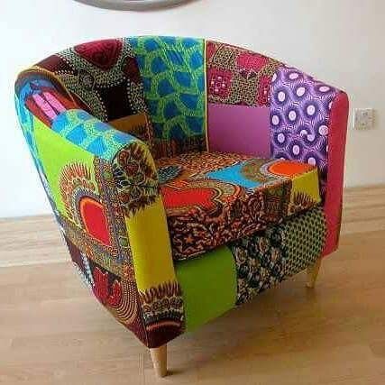 Sofa Pouf, Patchwork Armchair, Patchwork Furniture, Patchwork Chair, Color Decor, Boho Furniture, African Decor, Funky Furniture, Beautiful Chair