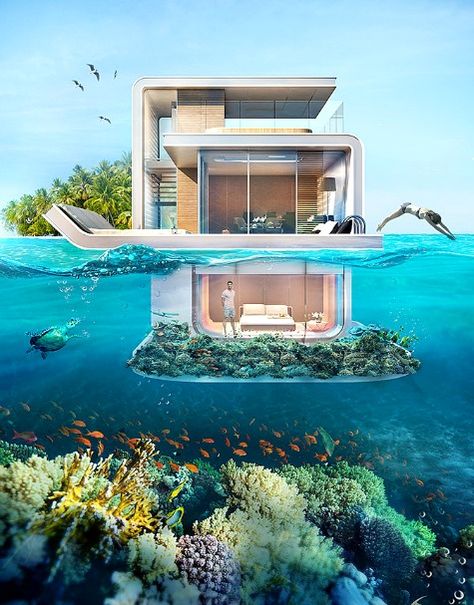 Houseboat with Underwater Ocean Views! Take the tour here: http://www.completely-coastal.com/2015/10/houseboat-with-underwater-ocean-views.html Underwater Bedroom, Underwater Room, Underwater House, Aesthetic Interior Design, Living In Dubai, Floating House, Yacht Design, Boat Plans, Pool Spa