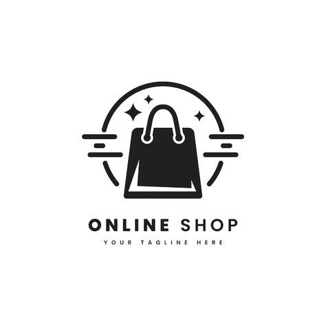 Vector online shop logo with minimalist ... | Premium Vector #Freepik #vector #marketplace #ecommerce #procurement #online-store Online Store Logo Design Ideas, Logo Online Shop Design, Logo For Bags Brand, Bags Logo Design Ideas, Logo For Online Shop, Online Shop Logo Design, Bag Logo Design, Online Store Logo, Shopping Bag Logo