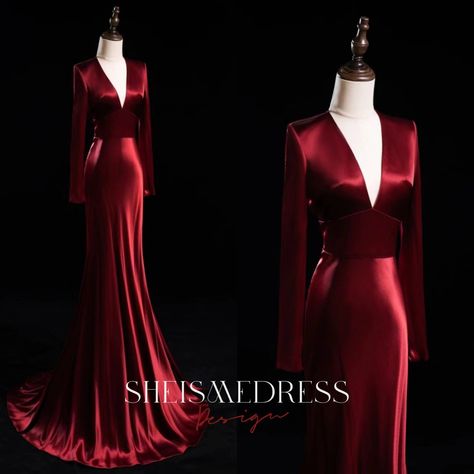 Red Dresses Classy, Satin Evening Dresses, Long Evening Dress, Fantasy Gowns, Dreamy Dress, Gala Dresses, Fantasy Dress, Dress Satin, Glam Dresses