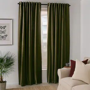 Curtains Without Sewing, Velvet Room, Thick Curtains, Velvet Drapes, Voile Curtains, Quality Curtains, Green Bedroom, Green Curtains, Darkening Curtains