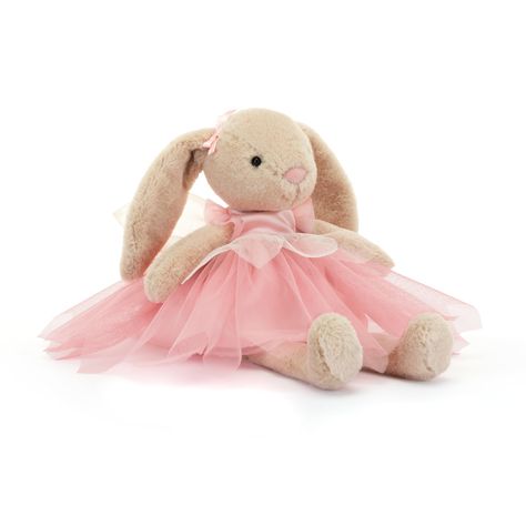 PRICES MAY VARY. Plush size: 10.75" H x 2" L x 2.75" W Suitable from birth. 41 degree Celsius wash only; do not tumble dry, dry clean or iron. Made of 100% Polyester Designed by Jellycat in London, UK Lottie Fairy Bunny is a soft beige bunny with long limbs and ears. In a pink satin dress with layers of net and organza wings, Lottie has a pink suedette nose and matching satin bow in her ear. Bunny Fairy, Bunny Book, Bunny Soft Toy, Dancer Wear, Fairy Outfit, Ballet Costume, Pink Satin Dress, Ballet Beautiful, Ballet Costumes