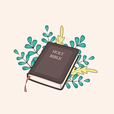 Bible Study Illustrations, Bible Digital Art, Cute Bible Aesthetic, Reading Bible Illustration, Bible Logo Design, Holy Bible Aesthetic, Bible Book Aesthetic, Bible Icon Aesthetic, Bible Images Books