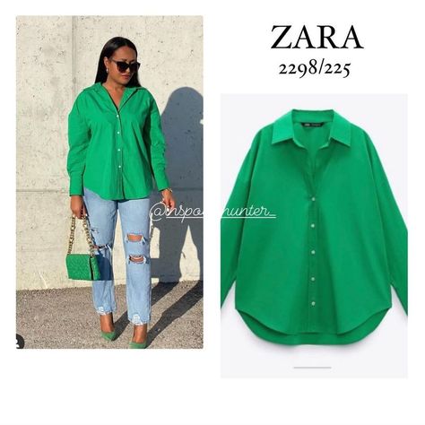 Oversized Green Button Up Shirt Outfit, Green Chemise Outfit, Styling Green Shirt, Satin Green Shirt Outfit, How To Style Green Shirt, Orange Oversized Shirt Outfit, How To Style A Green Shirt, Green Shirt Outfits Women, Green Button Up Outfit