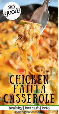 Skillet Chicken Fajitas, Casserole Mexican, Fajita Casserole, Chicken Fajita Casserole, Keto Chicken Casserole, Baked Chicken Fajitas, Mexican Recipe, Low Carb Meal, Chicken Fajita