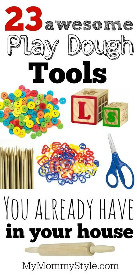 23 awesome play dough tools you already have in your house . Wednesday Crafts, Play Dough Center, Play Doh Activities, Play Doh Tools, Play Doh Fun, Playdough Tools, Dough Ideas, Playdough Activities, Playdough Kits