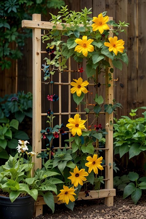 10 Best Flowers For Trellis Fence Trellis Ideas Climbing Vines, Wire Garden Trellis, Patio Trellis Ideas, Clematis Trellis Ideas, Fence Trellis Ideas, Climbing Flowers Trellis, Trellis Art, Backyard Hill, Trellis Flowers