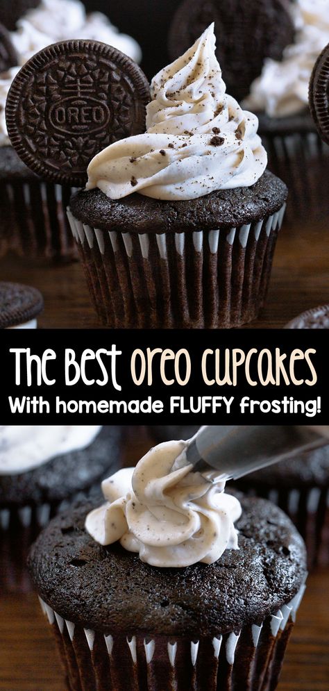 How To Make Oreo Cupcakes With Homemade Frosting Oreo Chocolate Cupcakes, Chocolate Oreo Cupcakes, Gluten Free Oreo Cupcakes, Oreo Cupcake Recipe Box Cake, Oreo Cupcake, Birthday Cake Oreo Cupcakes, Oreo Cupcakes From Scratch, Dairy Free Oreo Cupcakes, Cupcake Recipes Oreo