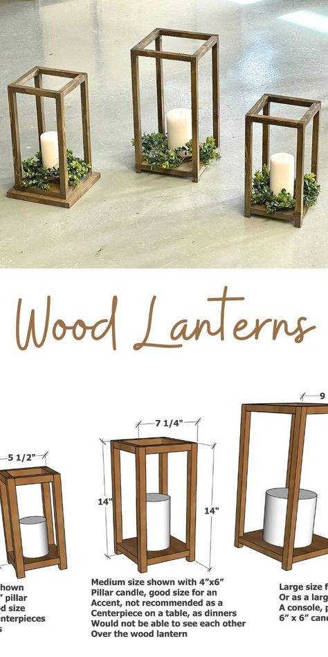 Wood Lantern Centerpiece Diy, Woodworking Crafts For Beginners, How To Make Wooden Lanterns, Wooden Lanterns Wedding Aisle, Easy Diy Wooden Christmas Decorations, Rustic Wood Lanterns Diy, Wood Christmas Lantern, Easy Diy Wood Christmas Gifts, Small Wooden Gifts Diy Projects