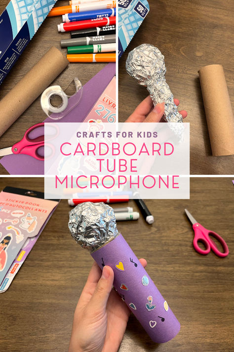 cardboard tube microphone craft for kids Make A Microphone Craft, Musical Crafts For Preschoolers, Trumpet Craft Preschool, Musical Instrument Crafts For Kids Preschool, Diy Microphone Craft, Make An Instrument School Project, How To Make A Microphone, Broadway Crafts For Kids, Microphone Craft For Kids