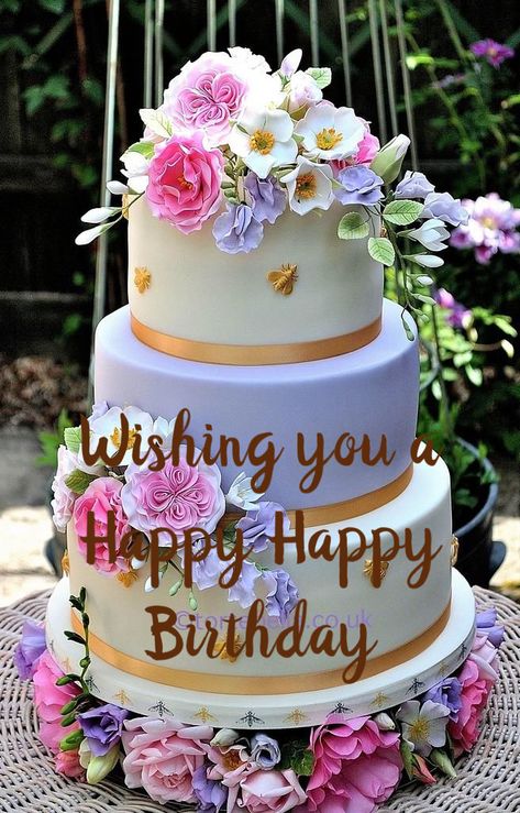 Elegant Cake Decorating Ideas, Elegant Cake Decorating, Happy Birthday Flower Cake, Happy Birthday Flowers Gif, Happy Birthday Wishes Pics, Happy Birthday Flowers Wishes, Happy Birthday Cake Photo, Birthday Wishes Pics, Beautiful Birthday Wishes