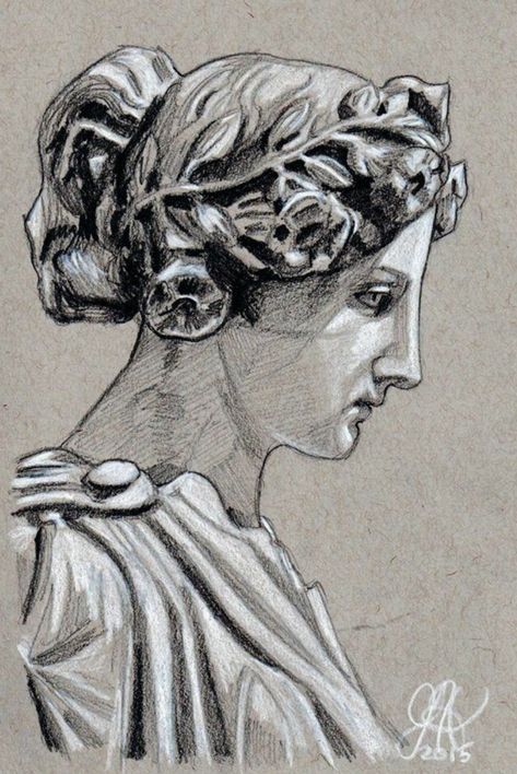 Dark Academia Drawing, Roman Drawings, White Pencil Drawing, Greek Drawing, Rome History, Dark Academia Art, Ancient Drawings, Bust Statue, Ancient Greek Art