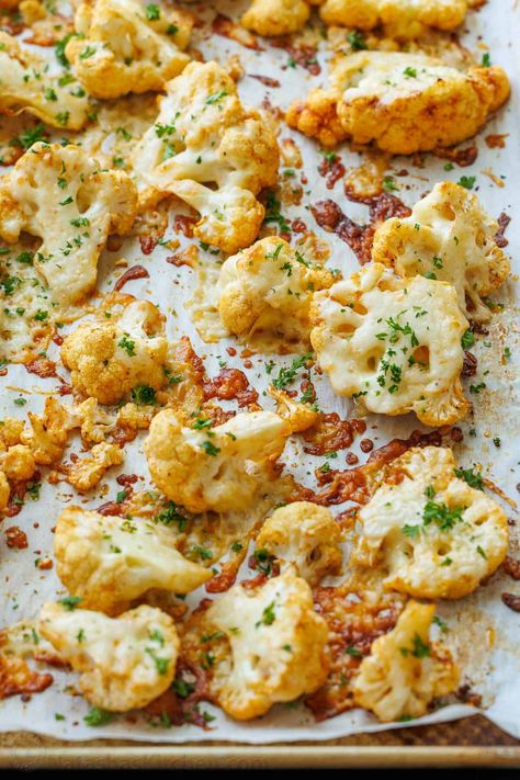 Parmesan Roasted Cauliflower Recipe Natasha Kitchen, Apartment Cooking, October Recipes, Natashas Kitchen, Roasted Cauliflower Recipe, Parmesan Roasted Cauliflower, Crispy Cauliflower, Parmesan Cauliflower, Roasted Cauliflower Recipes