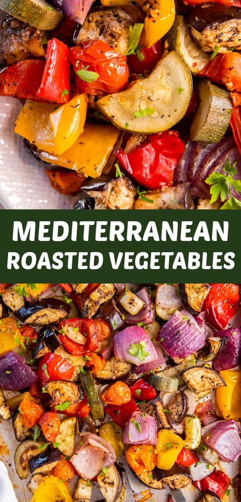 Mediterranean Roasted Vegetables, Mediterranean Diet Food List, Mediterranean Recipes Healthy, Mediterranean Diet Recipes Dinners, Mediterranean Diet Meal Plan, Easy Mediterranean Diet Recipes, Roasted Vegetable Recipes, Vegetable Side Dishes Recipes, Veggie Side Dishes