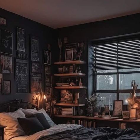 Dark Small Bedroom Aesthetic, Bedroom Dark Academia Aesthetic, Dark Wood Aesthetic Bedroom, Dark Aesthetic Room Decor, Small Dark Academia Bedroom, Cottage Core Dark Academia Aesthetic, Dark Brown Room Aesthetic, Room Dark Aesthetic, Aesthetic Room Dark