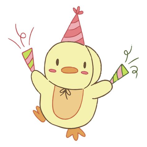 Cute birthday duck cartoon PNG Design Birthday Cards With Ducks, Birthday Duck Drawing, Party Animal Illustration, Duck Birthday Cards, Birthday Cartoon Drawing, Funny Birthday Cartoons, Duck Happy Birthday, Celebration Drawing, Happy Duck