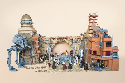 Jedha City, Lego Star Wars Moc, Big Lego, Lego Mocs, Rogue One, Lego Design, Lego Building, Lego Star, 4 Photos