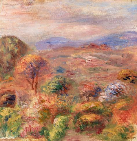 Landscape (Paysage) (1911) by Pierre-Auguste Renoir. Original from Barnes Foundation. Digitally enhanced by rawpixel. | free image by rawpixel.com / Barbara Barnes August Renoir, Renoir Art, Barnes Foundation, Renoir Paintings, Auguste Renoir, Mary Cassatt, Georges Seurat, Gold Poster, Pierre Auguste