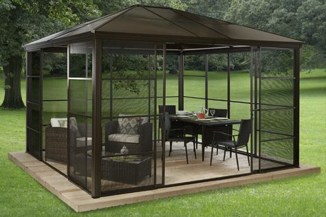 20 Different Types of Screened Gazeebo Ideas Small Gazebo, Terrace Roof, Gazebo Curtains, Permanent Gazebo, Large Gazebo, Diy Gazebo, Gazebo Roof, Screened Gazebo, Hot Tub Gazebo