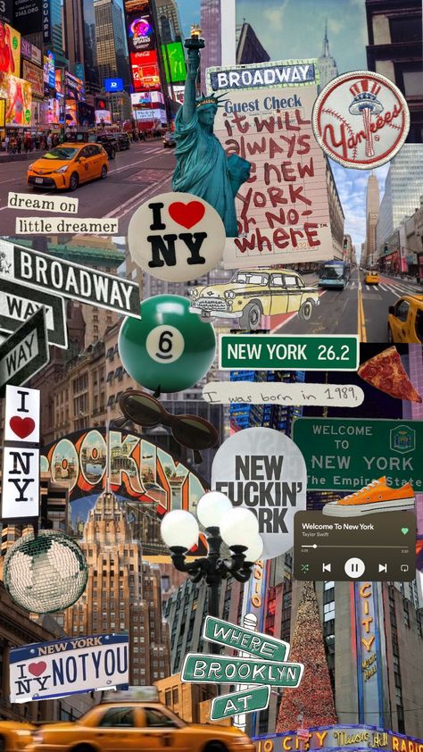 Brooklyn Wallpaper Aesthetic, New York City Mood Board, New York Mood Board Aesthetic, New York Aesthetic Collage, New York Background, New York Collage, New York City Poster, Nyc Wallpaper, City Collage