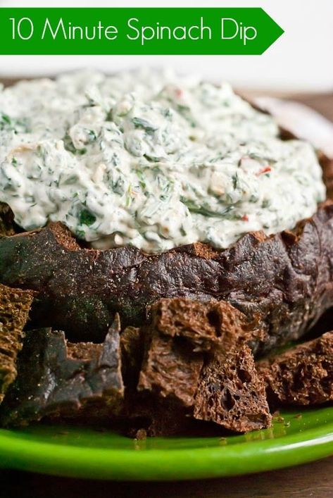 Easy Spinach Dip Recipe, Knorr Spinach Dip Recipe, Spinach Dip Bread Bowl, Easy Spinach Dip, Bread Bowl Dip, Knorr Spinach Dip, Spinach Dip Easy, Pumpernickel Bread, Spinach Dip Recipe