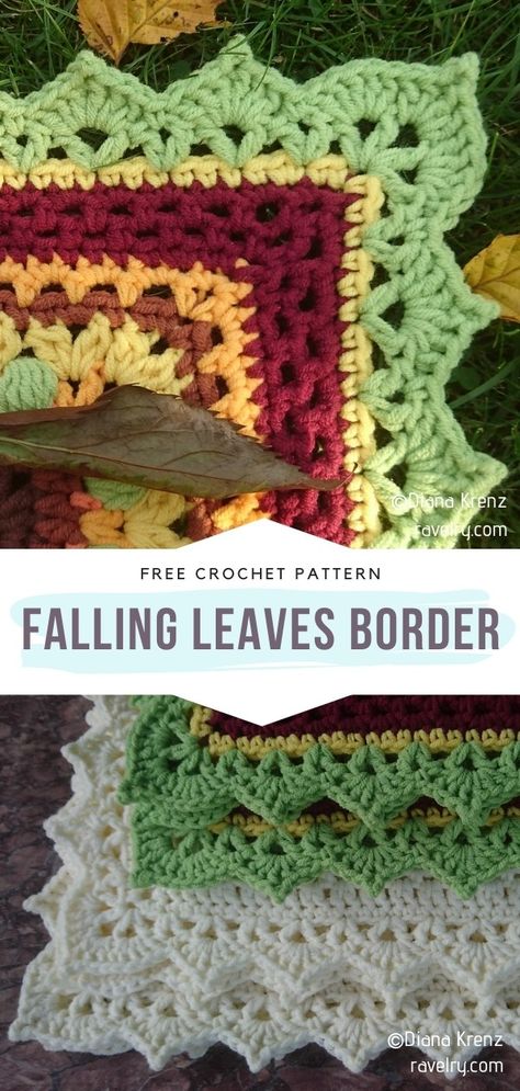 Stunning Crochet Blanket Edgings with Free Patterns Crochet Blanket Edging Free Pattern, Crochet Edging Patterns Free, Crochet Blanket Border, Crochet Boarders, Leaves Border, Crochet Blanket Edging, Border Patterns, Crochet Border Patterns, Beau Crochet