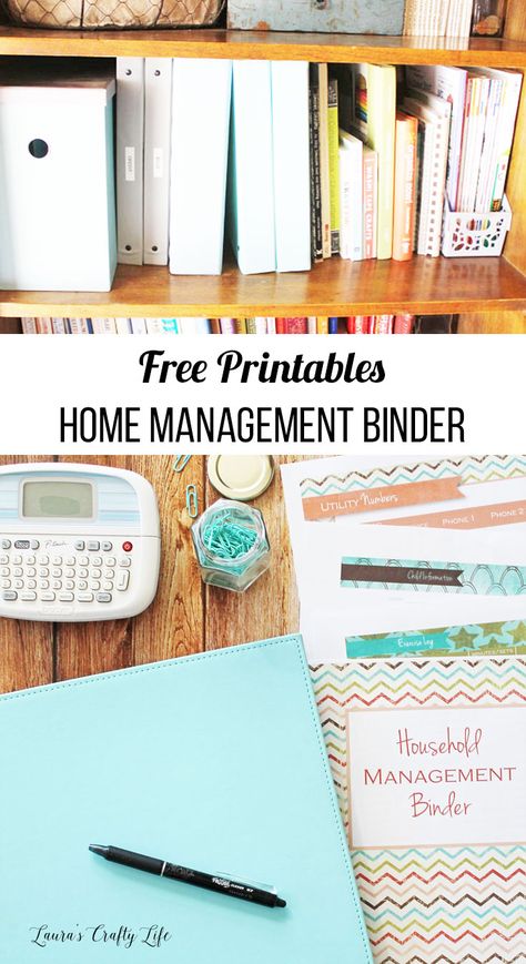 How to set up a Home Management Binder. Get your home under control with a home management binder. Tons of free printables to get you started! #freeprintables #laurascraftylife #homemanagementbinder" House Management Binder, Life Binder Printables Free, Home Binder Categories, Home Management Binder Free Printables, Misc Organization, Free Home Management Binder Printables, Family Binder Free Printables, Household Organization Binder, House Binder