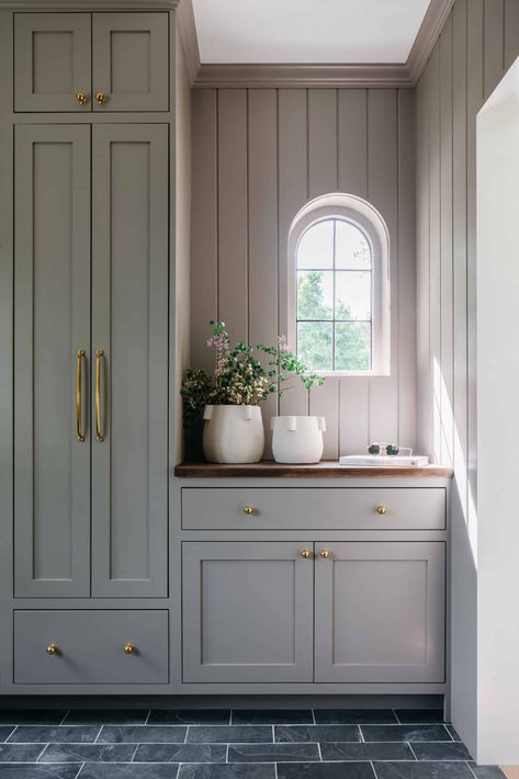 mudroom ideas entryway Mudroom Vertical Shiplap, Amazing Mudroom Ideas, Southern Living Mudroom, Small Mudroom Design Ideas, Small Mudroom Tile Floor Ideas, Mudroom Wall Paint Colors, Revere Pewter Mudroom Cabinets, Multi Purpose Mudroom, Bluestone Mudroom