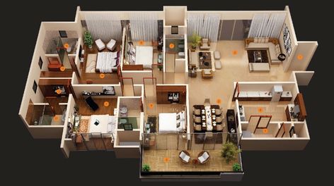 Four Bedroom House Plans | Acha Homes Four Bedroom House Plans, Reka Bentuk Bilik Tidur, 4 Bedroom House Designs, 5 Bedroom House Plans, 3d House Plans, 4 Bedroom Apartments, 6 Bedroom House, 4 Bedroom House Plans, Apartment Floor Plans