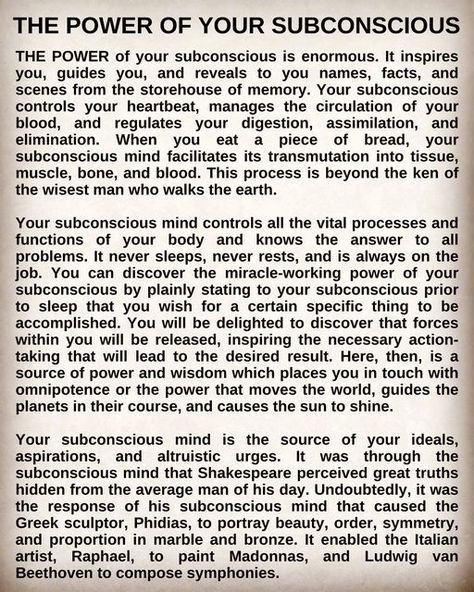 Gabriella Kovalenko on Instagram: "Are you conscious of the power of your subconscious? #thinkaboutit #consciousness #awareness #awakening #selfawareness #subconscious #subconsciousmind #knowthyself" The Power Of Affirmations, Rewire Subconscious Mind, The Power Of Awareness, Conscious Vs Subconscious Mind, The Power Of The Subconscious Mind, Power Of Visualization, Subconscious Mind Affirmations, Subconscious Mind Psychology Facts, The Power Of Your Subconscious Mind