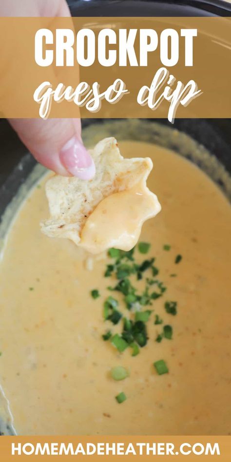 You will love how easy this tasty queso crockpot dip is to make. Creamy, cheesy, and effortless - it's perfect for any gathering! Easy Crockpot Nacho Cheese Dip, Best Cheese Dip Recipe Crock Pot, Queso Dip Crockpot Velveeta Cream Cheese, Crockpot Queso No Velveeta, Crockpot Nacho Cheese Dip, Best Queso Dip Crockpot, Queso Crockpot, Simple Queso Recipe, Easy Queso