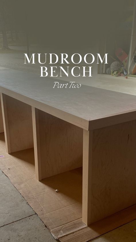 Caitlin | DIY & woodworking on Instagram: “Putting it all together! Check out the progress on my latest custom built maple bench for a mudroom it’s all ready to sand and finish 😍…” Laundry Room Bench Ideas, Bench With Boot Storage, How To Make A Built In Bench Seat, Entryway Storage Bench Diy, Mud Room Bench Plans, Small Mud Bench, Mud Room Bench Diy, Diy Mud Room Bench, Built In Mudroom Bench With Storage