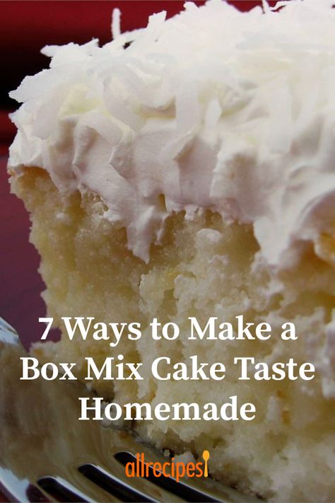 Box Cake Recipes, Boxed Cake Mixes Recipes, Cake Mix Desserts, Coconut Cake Recipe, Cake Hacks, Easy Tricks, Box Cake Mix, White Cake Mixes, Dump Cake Recipes