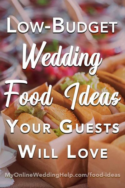 Wedding reception food tips and ideas to help stay within budget. Low funds doesn't have to mean a boring wedding menu. Here are ideas for making your food unique while still keeping the costs low. Read them all only on the MyOnlineWeddingHelp.com blog. Doing Your Own Wedding Food, Best Party Ideas For Adults, Foods To Serve At A Wedding Receptions, Buffett Ideas Wedding, Wedding Dinner Alternatives, Budget Friendly Wedding Appetizers, Diy Catering Wedding, Cheap Wedding Meals, Rehearsal Dinner Food Ideas On A Budget