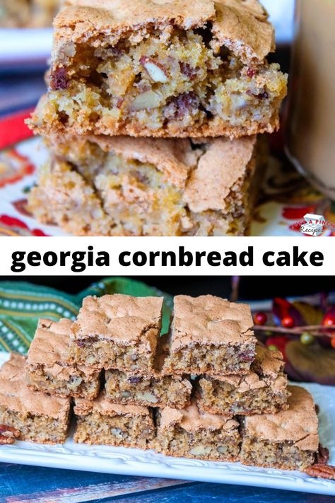 Georgia Cornbread Recipe, Sweet Georgia Cornbread Cake, Sweet Georgia Brown Recipe, Dessert Cornbread, Georgia Cornbread Cake Recipe, Dessert Recipes Eggless, Georgia Cornbread Cake, Corn Bread Cake, Blueberry Crostini