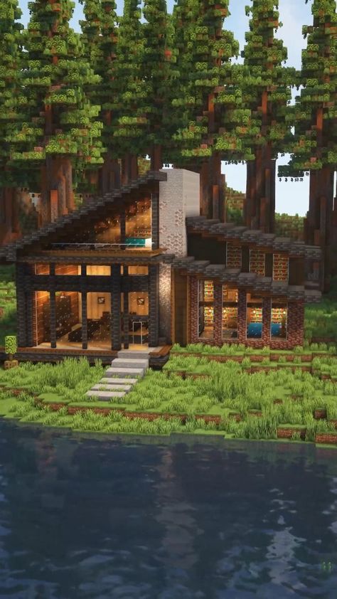 Minecraft Cabin, Mansion Minecraft, Modern Minecraft Houses, Case Minecraft, Rumah Minecraft Sederhana, Minecraft Mansion, Minecraft Interior Design, Bangunan Minecraft, Minecraft House Plans