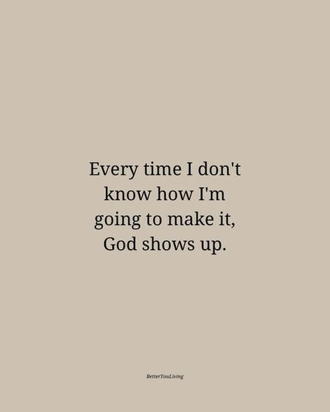 Christian Inspirational Page on Instagram: "Every time I don’t know how I’m going to make it, God shows up❤️  Be sure to follow us (@betteryouliving) to help you grow in your walk with God and achieve your God-given purpose❤️  •Check out ‘Dare to Dream’ - How to achieve your God-given dreams while growing in your walk with Jesus (Link in Bio)👉 @betteryouliving   May God bless you abundantly!❤️  P.S: Join the community for the Verse and Quiz of the Day on our story😁  —— I think we can all agree that there are so many lost, broken and bound people out there. Join us as we aim to see 1M salvations through social media and our blog! It’s a BIG aim, but we serve a BIGGER God!  If you feel led to join us on this amazing journey, we’d greatly appreciate your following 👉 (@betteryouliving)  May Spiritual Walk With God, Try Again This Time With God, May God Bless You, God Guide Me, God Stories, Gods Blessing, Blessings From God, God Has Blessed Me, Walk With Jesus