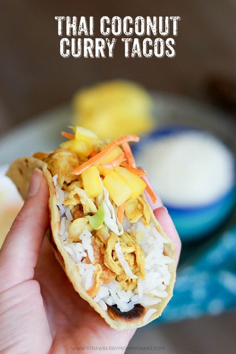 Curry Chicken Tacos, Curry Tacos, Chocolate Frosty Recipe, Thai Coconut Chicken, Thai Coconut Curry, Chocolate Frosty, Frosty Recipe, Lunch Wraps, Flavor Combinations