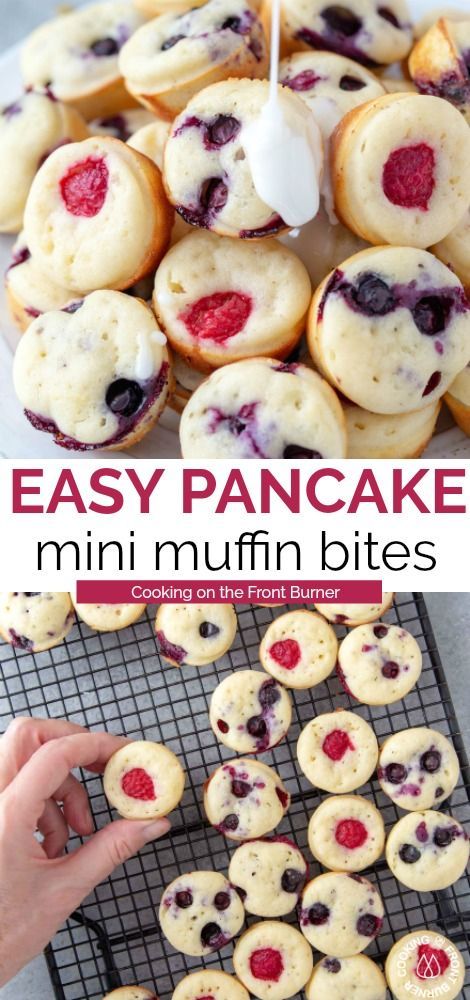 Premade Pancakes, Easy Breakfast Ideas For Kids To Make, Easy Pancake Bites, Pancakes Muffins, Easy Fast Breakfast Recipes, Breakfast Crowd Pleasers, Pancake Bites Healthy, Mini Muffin Breakfast Recipes, Pancake Puffs