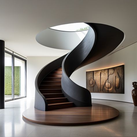 Cool Spiral Staircase, Spiral Stairs Decor, Minimal Staircase Design, Crazy Staircases, Freestanding Staircase, Twisting Staircase, Staircase Design Architecture, Unique Staircase Ideas, Interesting Staircase