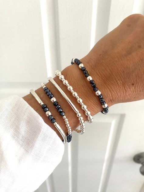 4mm Crystal Bracelet, Chistmas Gift, Blue Crystal Bracelet, Bracelet Inspo, Bracelet Set Silver, Blue Beaded Bracelets, Stacked Jewelry, Christmas Gift Jewelry, Chic Jewelry